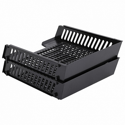 Лотки горизонтальные для бумаг, НАБОР 2 шт. (358х272х177,5 мм), сетчатые, черные, BRAUBERG-MAXI, 231360