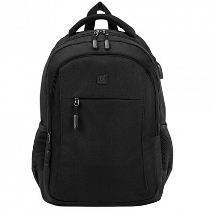 Рюкзак BRAUBERG URBAN универсальный с отделением для ноутбука, USB-порт, "Kinetic", черный, 46х31х18 см, 270798