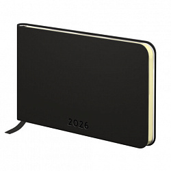 Еженедельник датированный 2026 МАЛЫЙ ФОРМАТ 105х160 мм, А6, BRAUBERG "Unique", черный, 117208