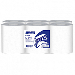 Полотенца бумажные рулонные 150 м, PROtissue (H1) PREMIUM, 2-слойные, белые, КОМПЛЕКТ 6 рулонов, С222