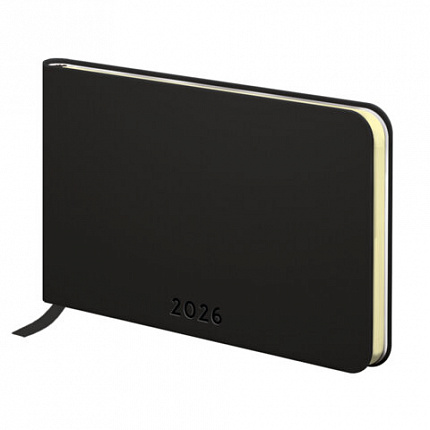 Еженедельник датированный 2026 МАЛЫЙ ФОРМАТ 105х160 мм, А6, BRAUBERG "Unique", черный, 117208