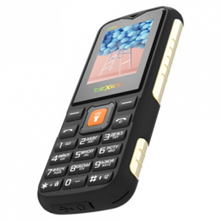 Телефон мобильный TEXET TM-D400, 2 SIM, 1,77", 32 Мб, microSD, FM, MP3, IP54, фонарик, черный, 127371
