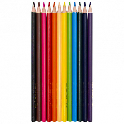 Карандаши цветные ЛУЧ "Школа Творчества", 12 цветов, трехгранные, натуральное дерево,, 30С 1806-08