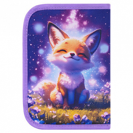 Пенал BRAUBERG KIDS, 1 отделение, 2 откидные планки, 21х14 см, "Chilling fox", 274544