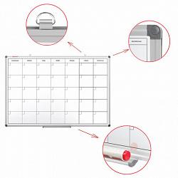 Доска-планинг НА МЕСЯЦ магнитно-маркерная 60х90 см, алюминиевая рамка, BRAUBERG "Extra", 237564
