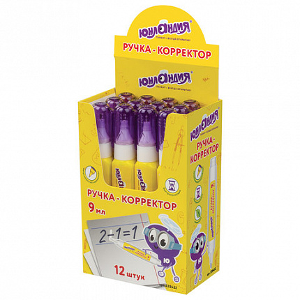 Ручка-корректор ЮНЛАНДИЯ, 9 мл, металлический наконечник, 228432