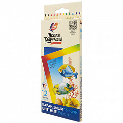 Карандаши цветные ЛУЧ "Школа Творчества", 12 цветов, трёхгранные, натуральное дерево, 30С 1806-08