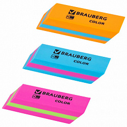 Ластики BRAUBERG "Color", НАБОР 3 штуки, 55х15х13 мм, прямоугольные, скошенные, блистер, 272672
