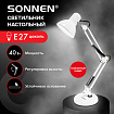 Настольная лампа-светильник SONNEN TL-005, подставка, 40 Вт, Е27, белый, высота 50 см, 237647