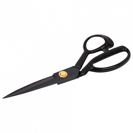 Ножницы портновские 240 мм, КЛАССИЧЕСКИЕ, черные, ручки с силиконовым покрытием, ОСТРОВ СОКРОВИЩ, 665598