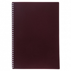 Тетрадь обложка пластик, А4, 80 л., гребень, клетка, HATBER, "VELVET" Бордо, 081564, 80Т4В1гр_01606