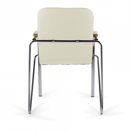 Кресло BRABIX "Samba CF-105 BOX-2", хром каркас, накладки "бук", кожзам бежевый, разобрано, 532762