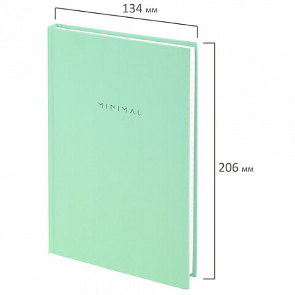 Блокнот А5 134х206 мм, 80 л., твёрдый, клетка, BRAUBERG "Minimal", мятный, 116443