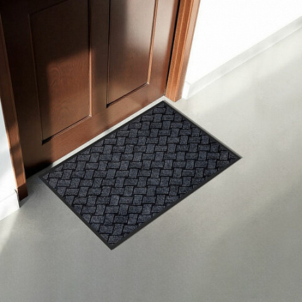 Коврик придверный 60х90 см, СЕРЫЙ, влаго-грязезащитный, 450 г/м2, плетение, PRIMILA (ПРИМИЛА) KRAFT, 701050