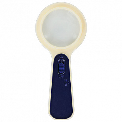 Лупа просмотровая STAFF "Manager", С ПОДСВЕТКОЙ, диаметр 50 мм, увеличение 5, корпус сине-бежевый, 454125