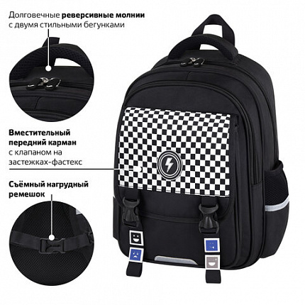Рюкзак BRAUBERG SNAP, 2 отделения, 3 кармана, "Stylish checks", 39х28х16 см, 273130