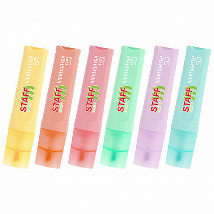 Набор текстовыделителей 6 ПАСТЕЛЬНЫХ ЦВЕТОВ, STAFF "EVERYDAY HL-707", линия 1-5 мм, скошенный наконечник, 152551