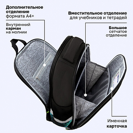 Ранец BRAUBERG FIT, 2 отделения, "Неоновый геймпад", объемный дизайн, 38х27х14 см, 274385