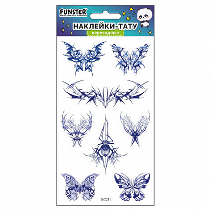 Наклейки-тату переводные "Цветные", 20,5х10 см, ассорти 12 видов, FUNSTER (ФАНСТЕР), 666105