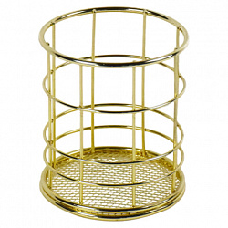 Органайзер-стаканчик для косметики и мелочей MONTE VITA (МОНТЕ ВИТА), металлический, 100х90 мм, золото, 272486