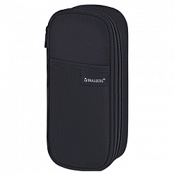 Пенал-органайзер BRAUBERG, 1 отделение, откидная планка, полиэстер, 22х10х6 см, "Total black", 273577