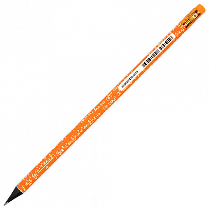 Карандаш чернографитный BRAUBERG "EXAM", 1 шт., HB, с ластиком, корпус ассорти, 181753