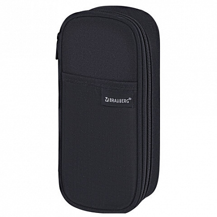 Пенал-органайзер BRAUBERG, 1 отделение, откидная планка, полиэстер, 22х10х6 см, "Total black", 273577