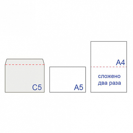 Конверты С5 (162х229 мм), отрывная лента, "Куда-Кому", 80 г/м2, КОМПЛЕКТ 1000 шт.