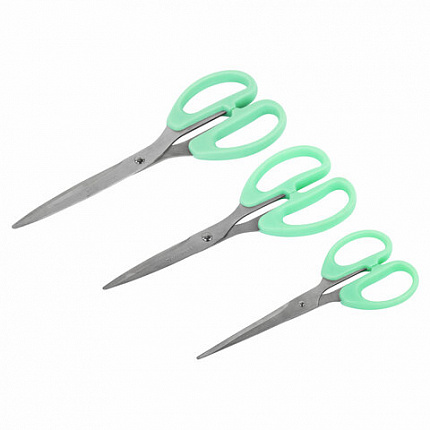 Ножницы BRAUBERG "CLASSIC PRO" 3 шт. (155, 185, 210 мм), мятные ручки, ВЫГОДНАЯ УПАКОВКА, 272979