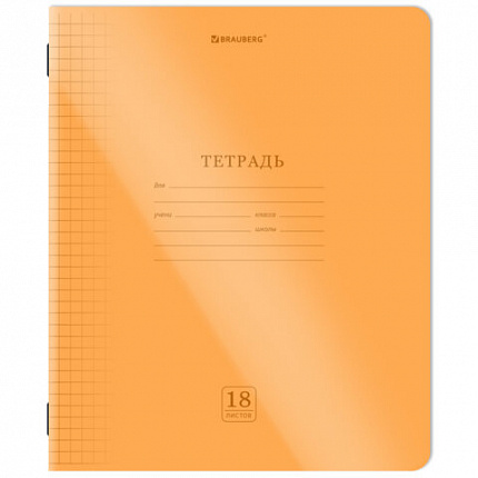 Тетрадь пластиковая обложка (НЕОН) 18 листов, клетка, BRAUBERG "Smart Cover", АССОРТИ (микс в спайке), 405032