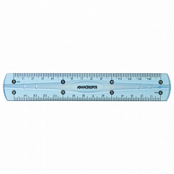 Набор чертежный малый гибкий ЮНЛАНДИЯ "FLEX" (линейка 15 см, 2 треугольника, транспортир), пенал, 210681