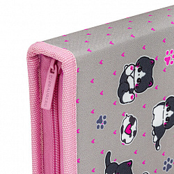 Пенал BRAUBERG, 1 отделение, полиэстер, 21х14 см, "Cat patches", 272327