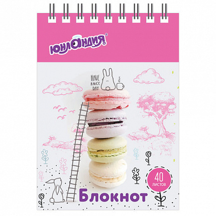 Блокнот МАЛЫЙ ФОРМАТ А7 75х105 мм, 40 л., гребень, картон, клетка, ЮНЛАНДИЯ, "ВКУСНОСТИ", 129861