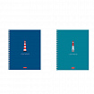 Тетрадь А5, 96 л., HATBER, гребень, клетка, Soft-touch ламинация, "Lighthouse" (микс в спайке), 089770, 96Т5лВ1гр