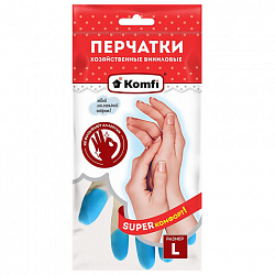Перчатки МНОГОРАЗОВЫЕ виниловые SUPER КОМФОРТ, гипоаллергенные, размер 8-9, L (большой), вес 90 г, Komfi, ADM, 25591
