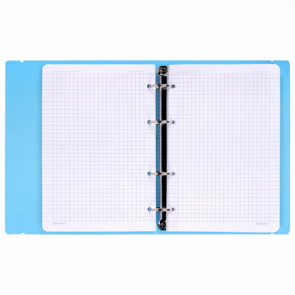 Тетрадь на кольцах А5 175х220мм, 120л, пластик, с резинкой, BRAUBERG, Синий, 404617