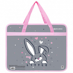 Папка на молнии с ручками BRAUBERG А4, 1 отделение, пластик, 80 мм, "Curious bunny", 272164