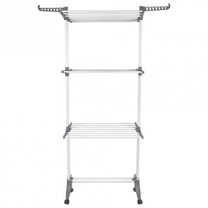 Сушилка напольная для белья раскладная МНОГОФУНКЦИОНАЛЬНАЯ, 3 уровня, на колесах, "Super Compact", СКЛАДНОЕ ОСНОВАНИЕ, LAIMA HOME, 608462