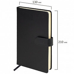 Скетчбук, слоновая кость 140 г/м2 130х210 мм, 80 л., КОЖЗАМ, застежка, BRAUBERG ART CLASSIC, черный, 116460