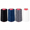 Нитки швейные 40/2 5000 ярд. (4572 м), Набор 4 цвета, белый/серый/синий/черный, DEVELIA (ДЕВЕЛИА), 665619