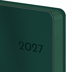 Ежедневник датированный 2027, А5, 138х213 мм, BRAUBERG "Flexi", под кожу, гибкий, глубокий зеленый, 118221