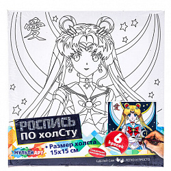 Картина детская по контуру, АССОРТИ 7 видов, 15х15 см, на подрамнике, акрил, кисти, МУЛЬТИ АРТ, 5902