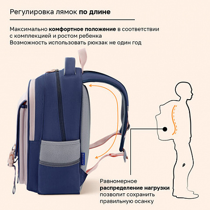 Рюкзак BRAUBERG SNAP, 2 отделения, 3 кармана, "Синяя лапка", 39х28х16 см, 274436