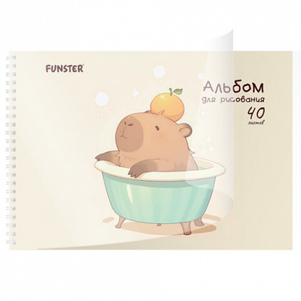Альбом для рисования, пластиковая обложка, А4 40 л., гребень, FUNSTER (ФАНСТЕР), 210х297 мм, АССОРТИ (8 видов), 107684