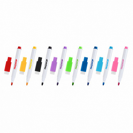 Маркеры стираемые 2 мм для белой доски и планера со стирателем НАБОР 8 ЦВЕТОВ, ПИФАГОР, 152566