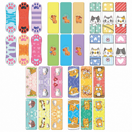 Закладки для книг МАГНИТНЫЕ, "ЯРКИЙ МИКС", набор 30 штук, 35x25 мм, FUNSTER, 116657