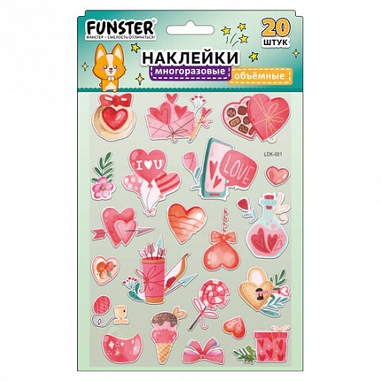 Наклейки объемные "Вдохновение", 19х15 см, ассорти 12 видов, FUNSTER (ФАНСТЕР), 666088