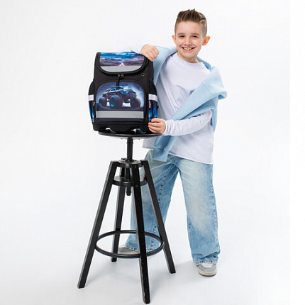 Ранец ЮНЛАНДИЯ WISE, 1 отделение, 3 кармана, устойчивое дно, Space driver, 37х29х15 см, 273163