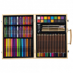 Набор ЮНОГО ХУДОЖНИКА "ANIMALS" для рисования и творчества в кейсе ЮНЛАНДИЯ, 100 предметов, 665675