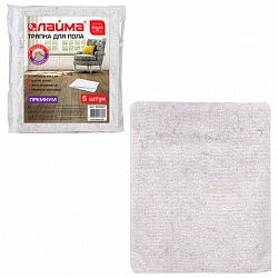 Тряпки для мытья пола 60х80 см, КОМПЛЕКТ 5 шт., 200 г/м2, светлое ХПП, 95% хлопок, 5% полиэфир, "Премиум" LAIMA, 604687